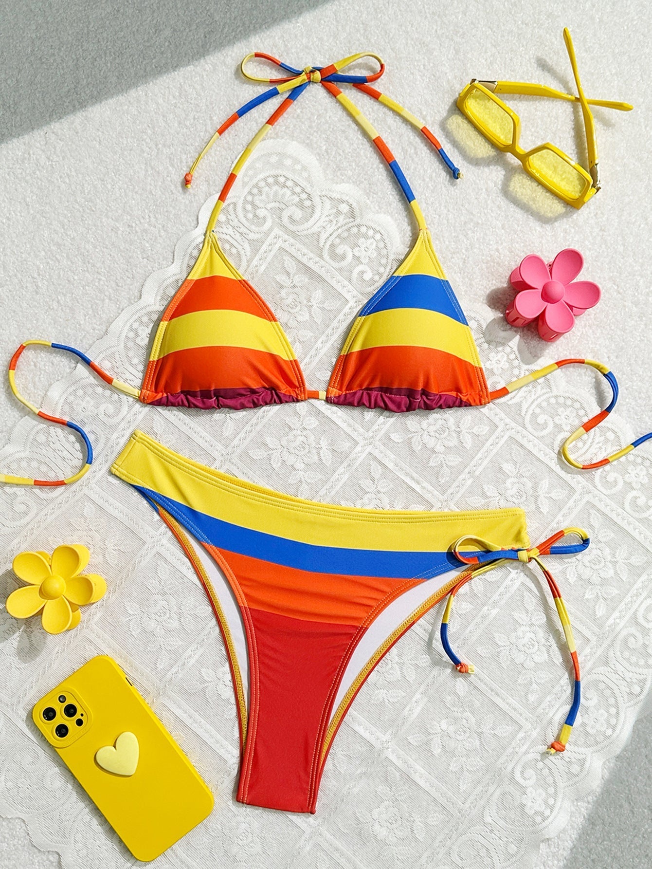 Rainbow Series Sexy Bikini Women Split Swimsuit Popular Lace Up Adjustable Swimsuit Bella Mia